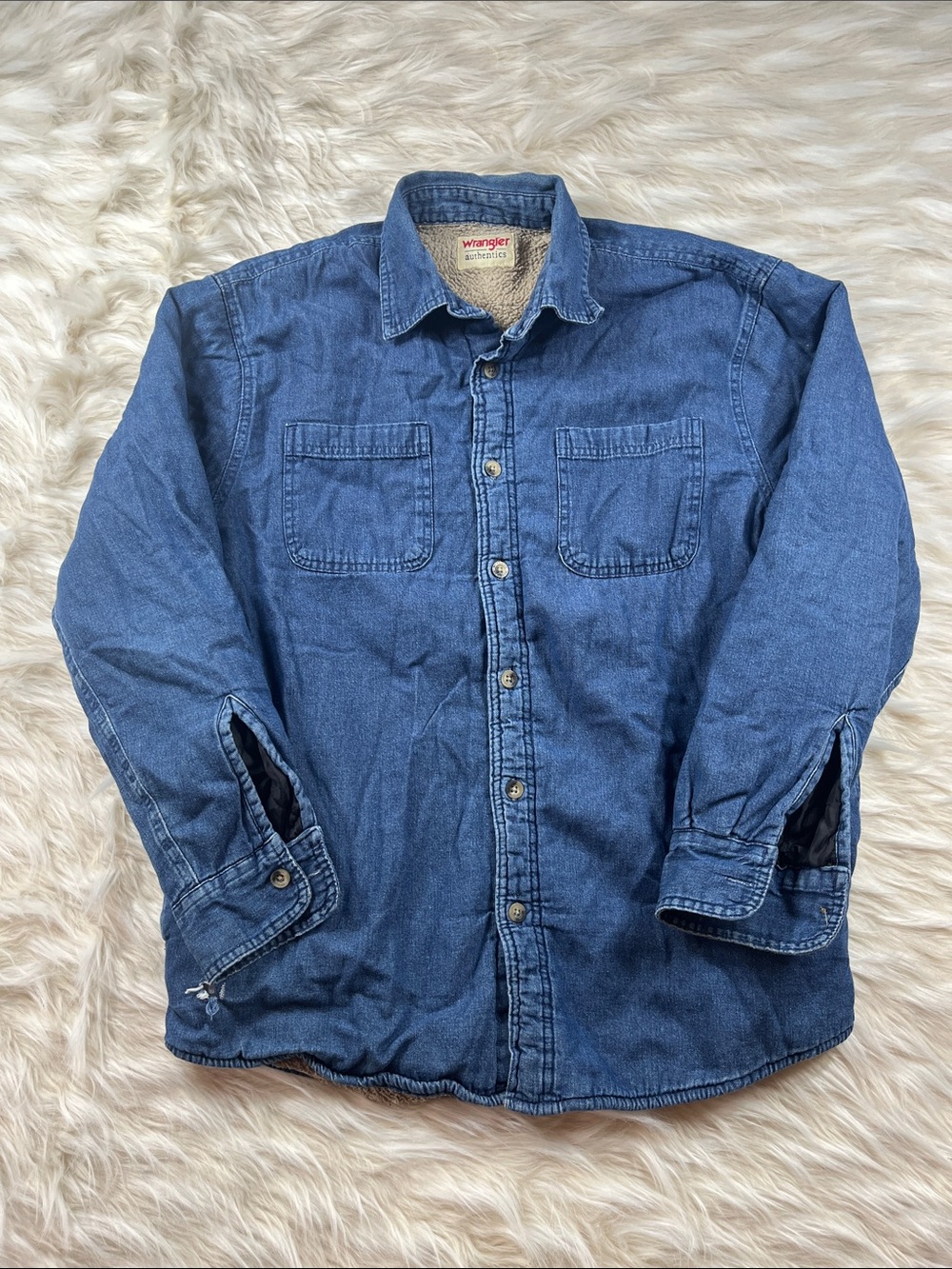Wrangler L Blue Sherpa-lined Button Front Jacket